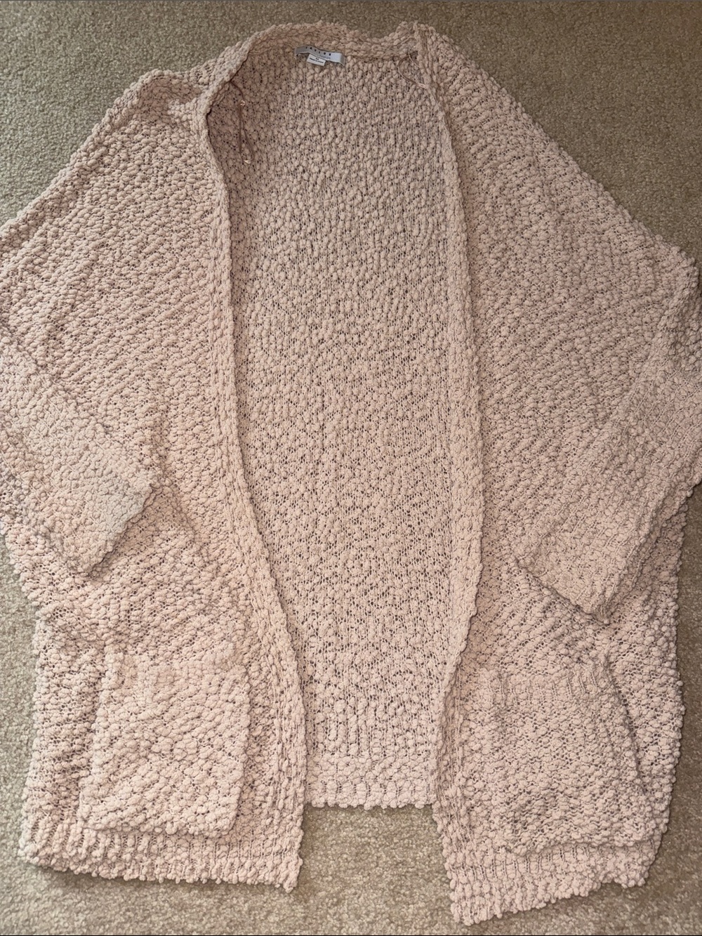 FAVLUX Open-Front Bouclé Cardigan Sweater - Tan